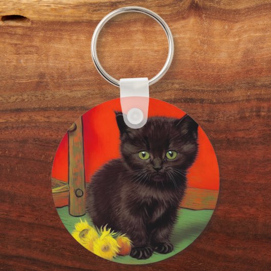 Porte-clés Van Gogh Style Chat noir (Recto)