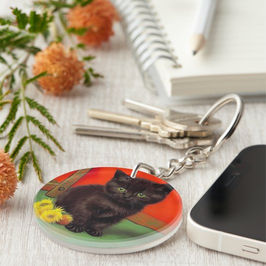 Porte-clés Van Gogh Style Chat noir (Devant droit)