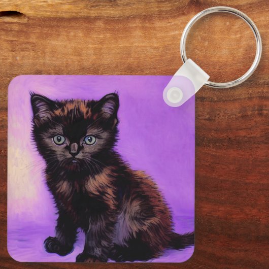 Porte-clés Van Gogh Style Chat pourpre (Verso)