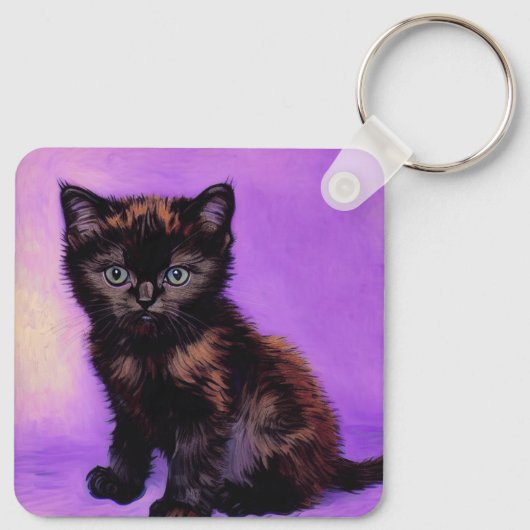 Porte-clés Van Gogh Style Chat pourpre (Dos)