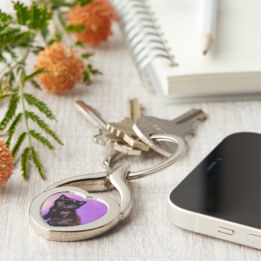 Porte-clés Van Gogh Style Chat pourpre (Côté )