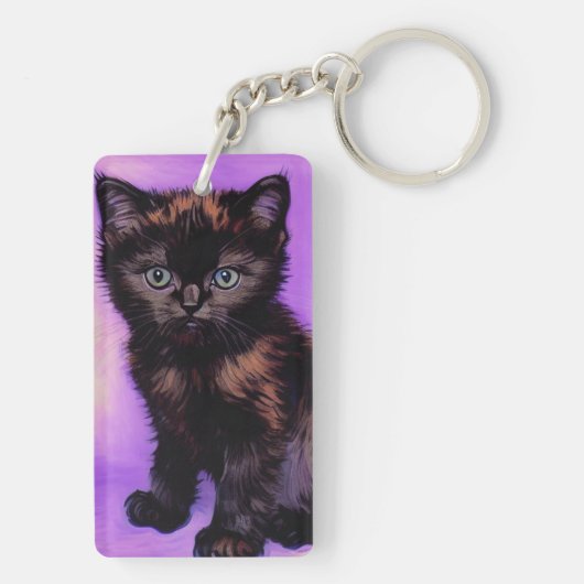 Porte-clés Van Gogh Style Chat pourpre (Dos)