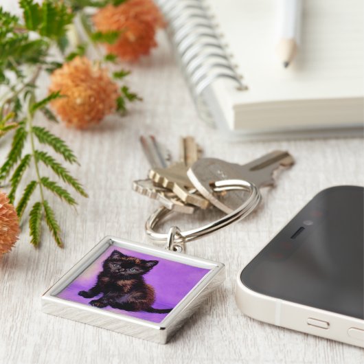 Porte-clés Van Gogh Style Chat pourpre (Côté)
