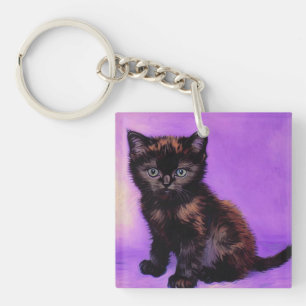 Porte-clés Van Gogh Style Chat pourpre