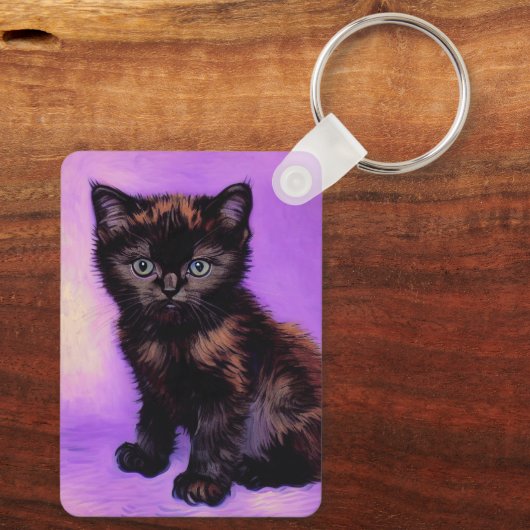 Porte-clés Van Gogh Style Chat pourpre (Verso)
