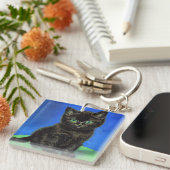 Porte-clés Van Gogh Style Kitten noir (Devant Droit)