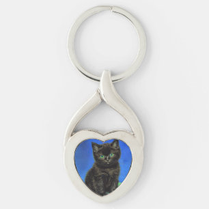 Porte-clés Van Gogh Style Kitten noir