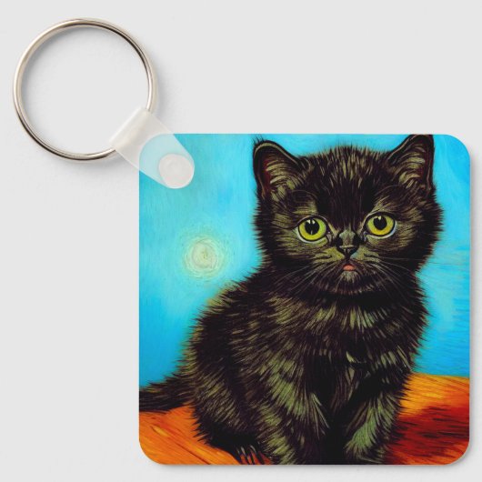 Porte-clés Van Gogh Style Pouting Kitten (Recto)
