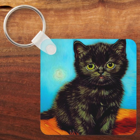 Porte-clés Van Gogh Style Pouting Kitten (Recto)