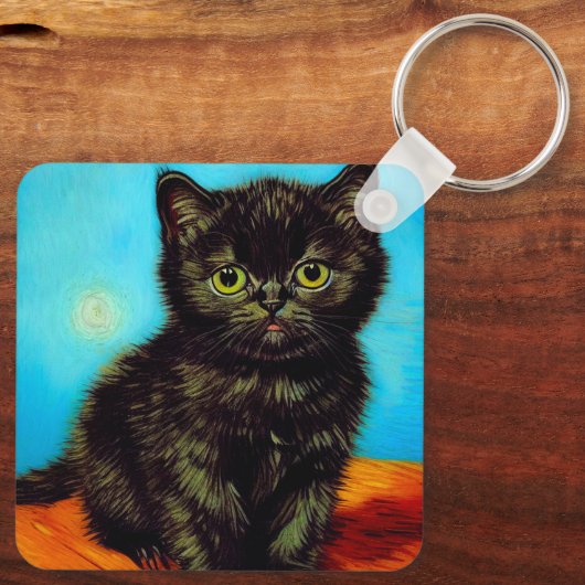 Porte-clés Van Gogh Style Pouting Kitten (Verso)