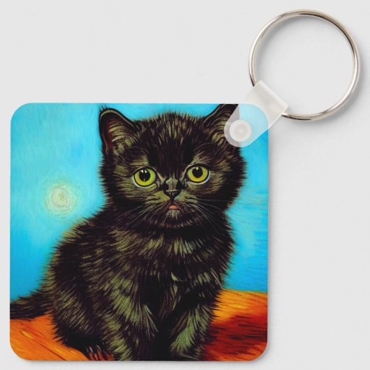 Porte-clés Van Gogh Style Pouting Kitten (Dos)