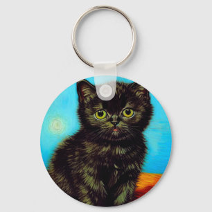 Porte-clés Van Gogh Style Pouting Kitten
