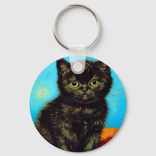 Porte-clés Van Gogh Style Pouting Kitten (Recto)