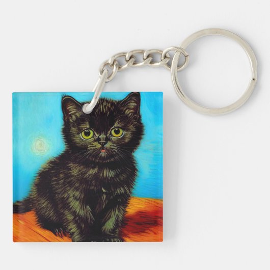 Porte-clés Van Gogh Style Pouting Kitten (Dos)