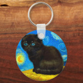 Porte-clés Van Gogh Style Starry Night Cat (Verso)