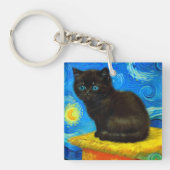 Porte-clés Van Gogh Style Starry Night Cat (Devant)