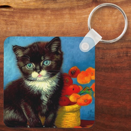 Porte-clés Van Gogh Tuxedo Cat (Verso)