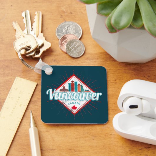 Porte-clés Vancouver Skyline Colombie-Britannique Rétro Canad (Bureau)
