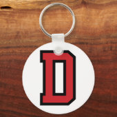 Porte-clés Varsity Sport | Lettre D | Noir rouge (Recto)