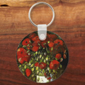 Porte-clés Vase avec des papillons rouges Van Gogh Art (Recto)
