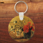 Porte-clés Vase avec oeillets rouges et blancs (Recto)
