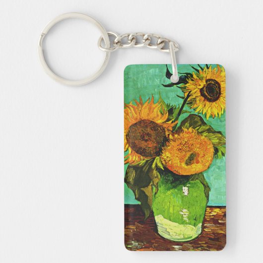 Porte-clés Vase de Van Gogh avec trois tournesols (Devant)