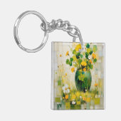 Porte-clés Vase vert de fleurs irlandaises et trèfles (Devant gauche)
