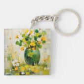 Porte-clés Vase vert de fleurs irlandaises et trèfles (Dos)