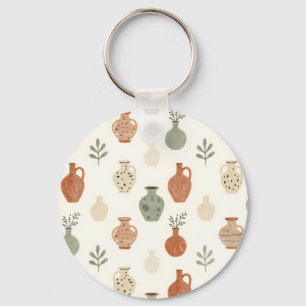 Porte-clés Vases en terre cuite Boho motif botanique