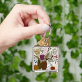 Porte-clés Vases tachetés léopard prune et olive (main)