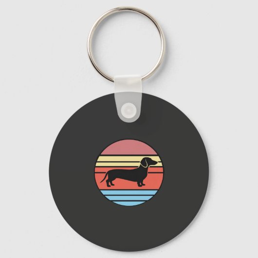 Porte-clés Vecteur de coucher de soleil rétro teckel (Recto)