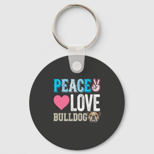 Porte-clés Vecteur Peace Love Bouledogue