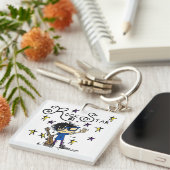 Porte-clés Vedette du rock de garçon de cheveux noirs (Devant Droit)