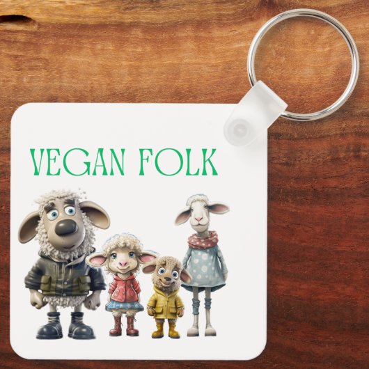 Porte-clés Vegan Folk Famille de moutons (Verso)