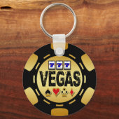 PORTE-CLÉS VÉGAS GOLD ET NOIR POKER CHIP (Recto)