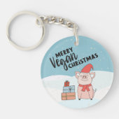 Porte-clés Végétan Noël avec piglet de dessin animé et cadeau (Devant)