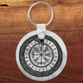 Porte-clés Vegvisir with Ouroboros and runes - grayscale (Recto)