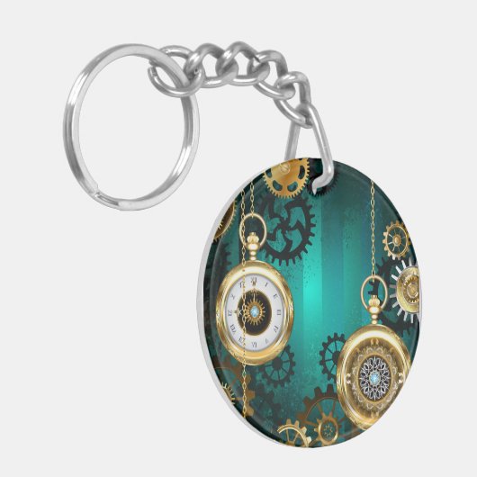 Porte-clés Veille bijoux Steampunk sur un Arrière - plan vert (Devant gauche)