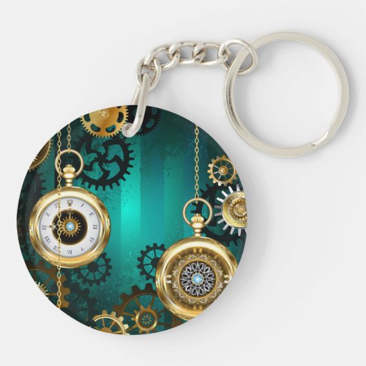 Porte-clés Veille bijoux Steampunk sur un Arrière - plan vert (Dos)