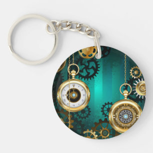 Porte-clés Veille bijoux Steampunk sur un Arrière - plan vert