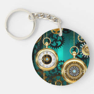 Porte-clés Veille bijoux Steampunk sur un Arrière - plan vert