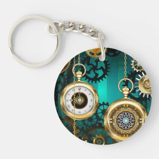 Porte-clés Veille bijoux Steampunk sur un Arrière - plan vert (Devant)