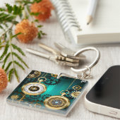 Porte-clés Veille bijoux Steampunk sur un Arrière - plan vert (Devant Droit)