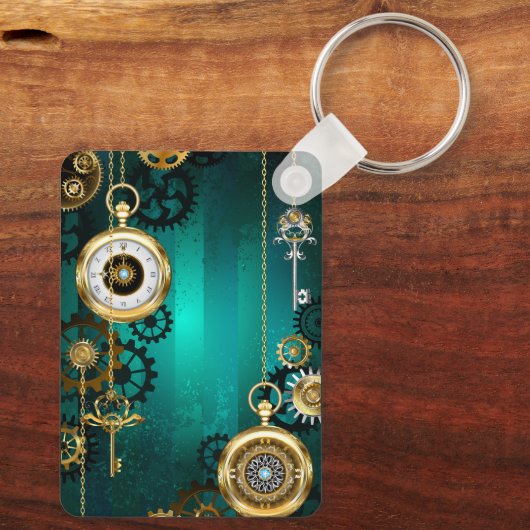 Porte-clés Veille bijoux Steampunk sur un Arrière - plan vert (Verso)