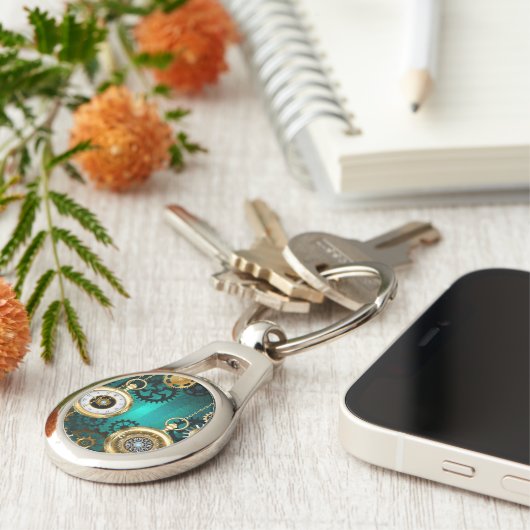 Porte-clés Veille bijoux Steampunk sur un Arrière - plan vert (Côté )