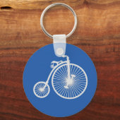 Porte-clés Vélo blanc vintage sur bleu (Recto)