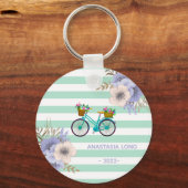 Porte-clés Vélos Fleurs Bleues Modernes (Recto)