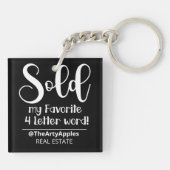 Porte-clés vendu mon préféré 4 lettres agent immobilier t (Dos)