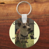 Porte-clés Venez à l'église porte - clé/drôle/chihuahua (Recto)