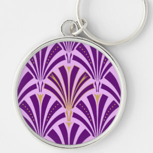 Porte-clés Ventilateur Art Déco motif - violet et orchidée